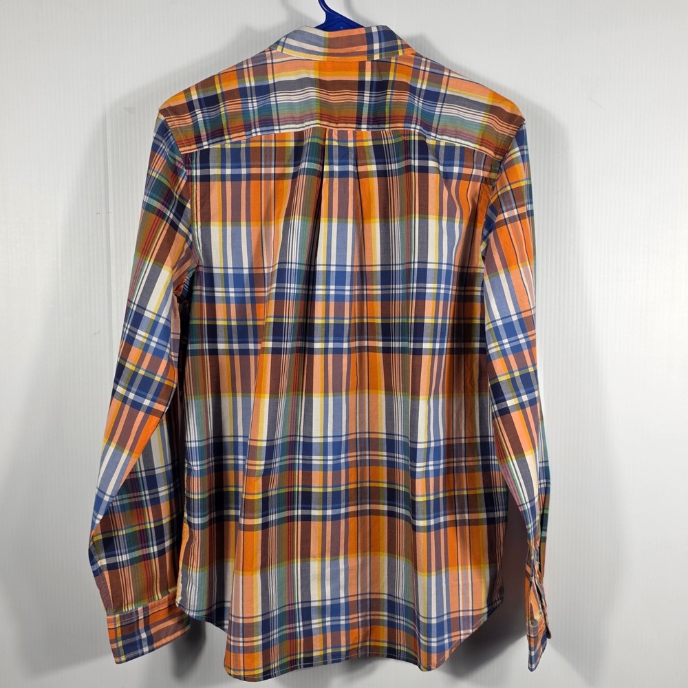 Ralph Lauren Boys XL 18-20 Orange Blue Plaid Long Sleeve Button Down Shirt Pony - Picture 3 of 8